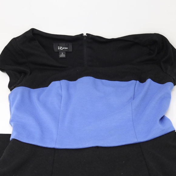IZ Byer Size 5 Dress | Blue and Black Peplum Work Dress - Picture 6 of 7